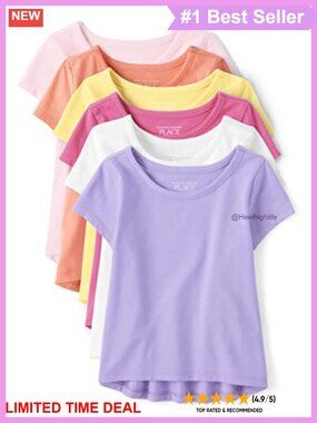 Baby Toddler High Low Layering Tee 6-Pack Cotton Blend Crew Neck